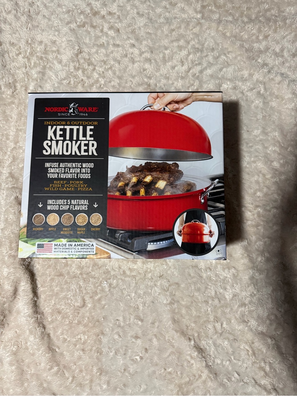 Nordic Ware Kettle Smoker Indoor Outdoor NEW + 5 Wood Chip Flavors